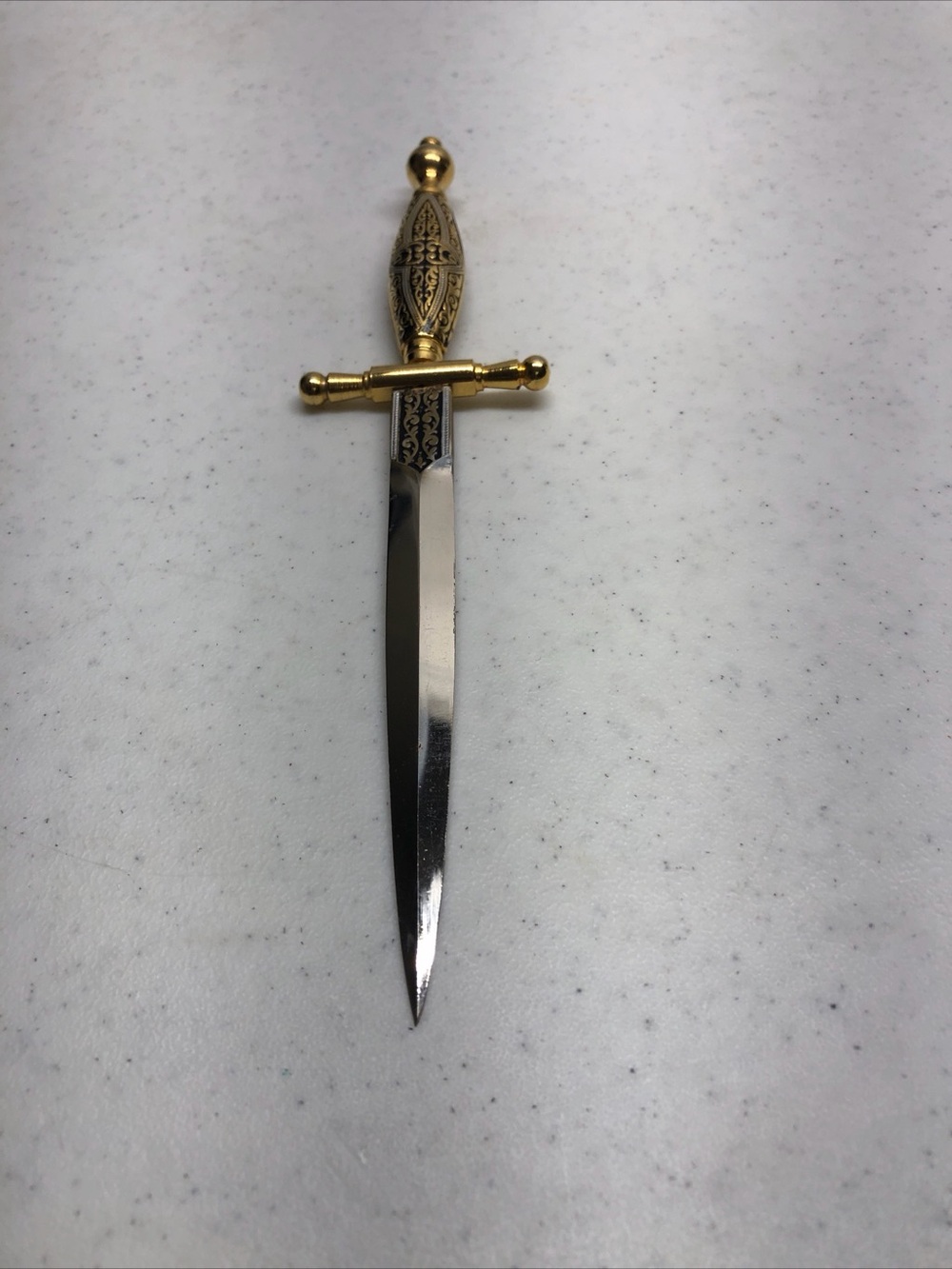 Decorative Toledo Gold and Silver Dagger Letter Opener - Made in Spain